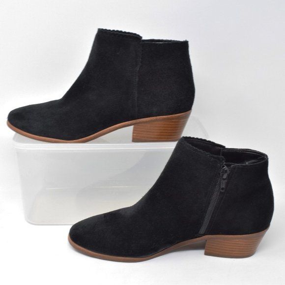 Jack Rogers Bailee Bootie Suede sz 7 Black Ankle Dark Academia - Picture 6 of 15